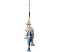 zoocco Lighted Coastal Wall Decor, 23.2 in Wooden Starfish & Fish Hanging Decor with Warm LED Glow, Beach Bathroom Wall Art for Porch, Bedroom & Beach House (Fish)