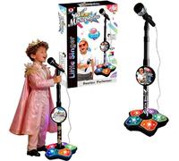 zoocco Microphone with Stand for Kids - Microphone for Kids, Colorful Lights Portable Karaoke Machine Singing Christmas and Birthday Gift, Suitable Both Men and Women (Black)