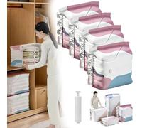 zoocco No Pump Vacuum Storage Bags for Travel & Home Organization, Compress Clothes Fast and Save Space (40 * 60 * 32CM,4 PCS)
