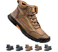 zoocco Olveros Boots, Cryonessa Men's Comfortable Handmade Leather Boots - Waterproof, Arch Support, Pressure Relief, Spacious Toe Box for Outdoor Adventures (Khaki,48)