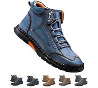zoocco Olveros Boots, Cryonessa Men's Comfortable Handmade Leather Boots - Waterproof, Arch Support, Pressure Relief, Spacious Toe Box for Outdoor Adventures (Blue,42)