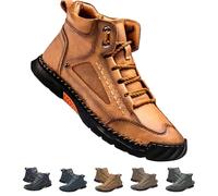 zoocco Olveros Boots, Cryonessa Men's Comfortable Handmade Leather Boots - Waterproof, Arch Support, Pressure Relief, Spacious Toe Box for Outdoor Adventures (Brown,39)