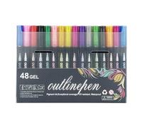 zoocco Outline Markers Glitter Pens, 60 Colors Shimmer Metallic Outline Markers, Teen Girl Gifts Trendy Stuff, Cute Glitter Marker for Crafts, DIY Cards, Drawing & School Supplies (48 color)