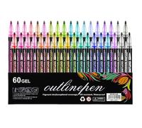 zoocco Outline Markers Glitter Pens, 60 Colors Shimmer Metallic Outline Markers, Teen Girl Gifts Trendy Stuff, Cute Glitter Marker for Crafts, DIY Cards, Drawing & School Supplies (60 color)