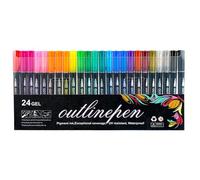 zoocco Outline Markers Glitter Pens, 60 Colors Shimmer Metallic Outline Markers, Teen Girl Gifts Trendy Stuff, Cute Glitter Marker for Crafts, DIY Cards, Drawing & School Supplies (24 color)
