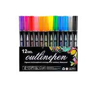 zoocco Outline Markers Glitter Pens, 60 Colors Shimmer Metallic Outline Markers, Teen Girl Gifts Trendy Stuff, Cute Glitter Marker for Crafts, DIY Cards, Drawing & School Supplies (12 color)