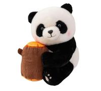 zoocco Paudy Panda Emotional Support Plush, Ultra-Soft Panda Plush for Stress Relief & Comfort, Realistic Stuffed Animal Hug Toy, Gifts for Adults & Kids (35CM,Tree Stump)