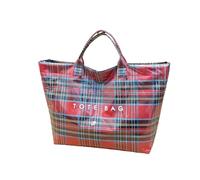 zoocco Plaid Tote Bag for Women Large, Waterproof PVC Design, Stylish Tartan Plaid Tote Bag for Work, Shopping, Travel (Red)