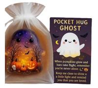 zoocco Pocket Hug Ghost with Encouragement Card, Cute Mini Pocket Ghost Hug for Emotional Support, Inspirational Keepsake Gift for Friends & Family (3PCS Pumpkin Ghost)