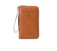 zoocco Portefeuille Passeport, RFID Passport Wallet with Card Slots, Multi-Functional Passport Holder for Family, Business People, Travel Enthusiasts, Elderly Travelers (Brown)
