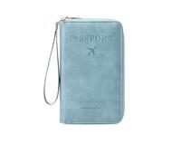 zoocco Portefeuille Passeport, RFID Passport Wallet with Card Slots, Multi-Functional Passport Holder for Family, Business People, Travel Enthusiasts, Elderly Travelers (Sky Blue)