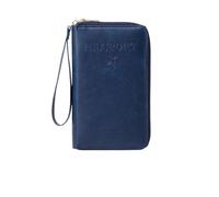 zoocco Portefeuille Passeport, RFID Passport Wallet with Card Slots, Multi-Functional Passport Holder for Family, Business People, Travel Enthusiasts, Elderly Travelers (Dark Blue)