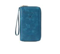 zoocco Portefeuille Passeport, RFID Passport Wallet with Card Slots, Multi-Functional Passport Holder for Family, Business People, Travel Enthusiasts, Elderly Travelers (Peacock Blue)