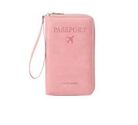 zoocco Portefeuille Passeport, RFID Passport Wallet with Card Slots, Multi-Functional Passport Holder for Family, Business People, Travel Enthusiasts, Elderly Travelers (Pink)