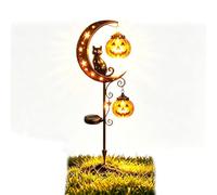 zoocco Pumpkin Moon Garden Stake Light Solar Halloween Black Cat Outdoor Decor (#a)