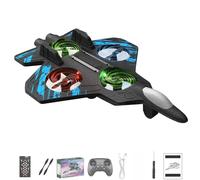 zoocco Remote Control Fighter Jet - Remote Control Airplane with 360° Flips & LED Lights, Christmas Helicopter Stunt Roll Foam Airplanes (Blue)