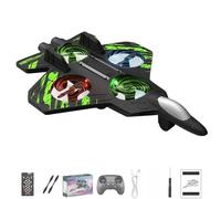 zoocco Remote Control Fighter Jet - Remote Control Airplane with 360° Flips & LED Lights, Christmas Helicopter Stunt Roll Foam Airplanes (Green)