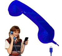 zoocco Retro Phone Handset for iPhone & Android, Landline 90s Wired Phone Receiver with Microphone & Speaker for Video Calls (Blue,Type-C)
