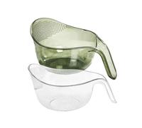 zoocco Rice Strainer with Handle, Easy Rinsing & Draining Tool for Daily Cooking, Rice Washing Bowl and Strainer for Home Kitchens (Green+White)