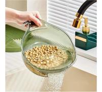 zoocco Rice Strainer with Handle, Easy Rinsing & Draining Tool for Daily Cooking, Rice Washing Bowl and Strainer for Home Kitchens (1 PCS Green)