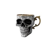 zoocco Royal Skull Coffee Mug, Gothic Skull Coffee Mug with Gold Trim, Porcelain Skull Cup for Halloween Tea Set, Unique Coffee & Tea Gift for Gothic Lovers and Collectors (A-300ml)