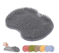 zoocco Silicone Massage Bath Mat, Silicone Shower Foot Scrubber Mat with Strong Suction Cups, Non-Slip Wall-Mounted Exfoliating Bath Scrubber (Light Gray)