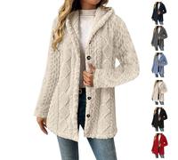 zoocco Soft Fuzzy Fleece Jacket Women, Warm Button Down Teddy Fleece Jacket Women for Fall Casual Layering (Beige,M)
