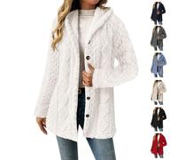 zoocco Soft Fuzzy Fleece Jacket Women, Warm Button Down Teddy Fleece Jacket Women for Fall Casual Layering (White,S)