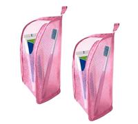 zoocco Standing Toiletry Bag, Portable Clear Hanging Toiletry Bag for Travel, Compact Makeup Bags Organiser (2 PCS Pink)