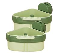 zoocco Suction Cup Sink Corner Rack with Press Dump Design, 2025 Upgraded Corner Sink Strainer & Sponge Storage Caddy for Kitchen, Bathroom, Small Spaces, Apartments (2PCS Green)