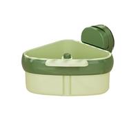 zoocco Suction Cup Sink Corner Rack with Press Dump Design, 2025 Upgraded Corner Sink Strainer & Sponge Storage Caddy for Kitchen, Bathroom, Small Spaces, Apartments (1PCS Green)
