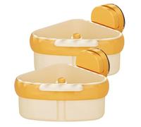 zoocco Suction Cup Sink Corner Rack with Press Dump Design, 2025 Upgraded Corner Sink Strainer & Sponge Storage Caddy for Kitchen, Bathroom, Small Spaces, Apartments (2PCS Beige)