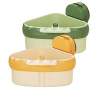 zoocco Suction Cup Sink Corner Rack with Press Dump Design, 2025 Upgraded Corner Sink Strainer & Sponge Storage Caddy for Kitchen, Bathroom, Small Spaces, Apartments (Green+Beige)