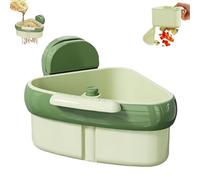 zoocco Suction Cup Sink Corner Rack with Suction Cup Press Tech, Automatic Dumping Corner Sink Strainer, Multipurpose Kitchen Tool (Green)