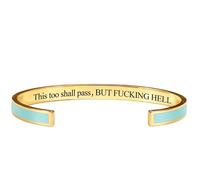 zoocco This Too Shall Pass Bracelet Stainless Steel Cuff Inspirational Jewelry (B)