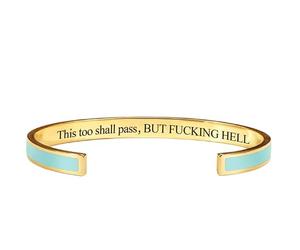 zoocco This Too Shall Pass Bracelet Stainless Steel Cuff Inspirational Jewelry (B)