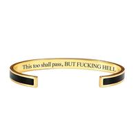 zoocco This Too Shall Pass Bracelet Stainless Steel Cuff Inspirational Jewelry (E)