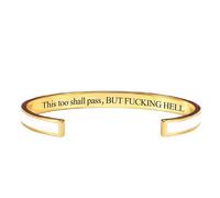 zoocco This Too Shall Pass Bracelet Stainless Steel Cuff Inspirational Jewelry (F)