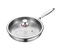 zoocco Titanium Pan with Lid, Premium Titanium Frying Pan, Fast Even Heating, Five-Ply Clad Stainless Steel Pans for Home & Camping Use (28 cm)
