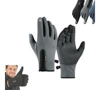 zoocco Ultimate Waterproof Windproof Thermal Gloves, Cozy Season Gloves, Non-Slip Palm for Skiing Cycling Driving Cold Weather (Grey,M)
