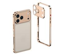 zoocco Ultra-Thin Metal Frame Heat Dissipation Case with Lens Protector for iPhone 17 (17 Pro,Desert Gold)