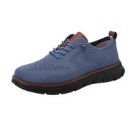 zoocco Walking Shoes Men, Breathable Mesh Dress Sneakers, Lightweight Comfort for Work Travel Commute (Light Blue Black,42)