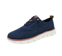 zoocco Walking Shoes Men, Breathable Mesh Dress Sneakers, Lightweight Comfort for Work Travel Commute (Dark Blue,42)