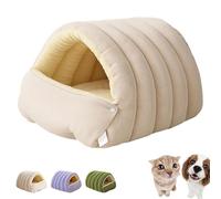zoocco Warm Cozy Monster Cat Bed, Soft Tent Style Cozy Monsters Dog Bed, Removable Cushions & Machine Washable Cover for Cats Small Dogs to Feel Loved (Beige,Small)