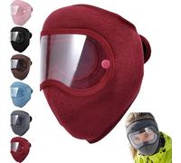 zoocco Winter Warm Fleece Windproof High-Definition Goggles, Winter Windproof Face Mask with Detachable Goggles, Hickened Fleece-Lined Full Face Cover for Men & Women (Red)