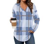 zoocco Womens Sweatshirt, V-Neck Sweatshirt for Women, Cozy Loose Fit, Fall Fashion Must Haves for Daily Wear (Light Blue,TTG)