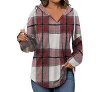 zoocco Womens Sweatshirt, V-Neck Sweatshirt for Women, Cozy Loose Fit, Fall Fashion Must Haves for Daily Wear (Red,M)