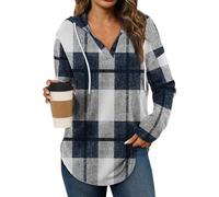 zoocco Womens Sweatshirt, V-Neck Sweatshirt for Women, Cozy Loose Fit, Fall Fashion Must Haves for Daily Wear (Navy Blue,TG)