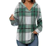 zoocco Womens Sweatshirt, V-Neck Sweatshirt for Women, Cozy Loose Fit, Fall Fashion Must Haves for Daily Wear (Green,TTG)