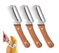 zoocco Zero Snag Wooden Peeler, 2-in-1 Multifunctional Stainless Steel Peeler, Potato Fruit Pumpkins Kitchen Peelers with Bottle Opener (3 PCS)